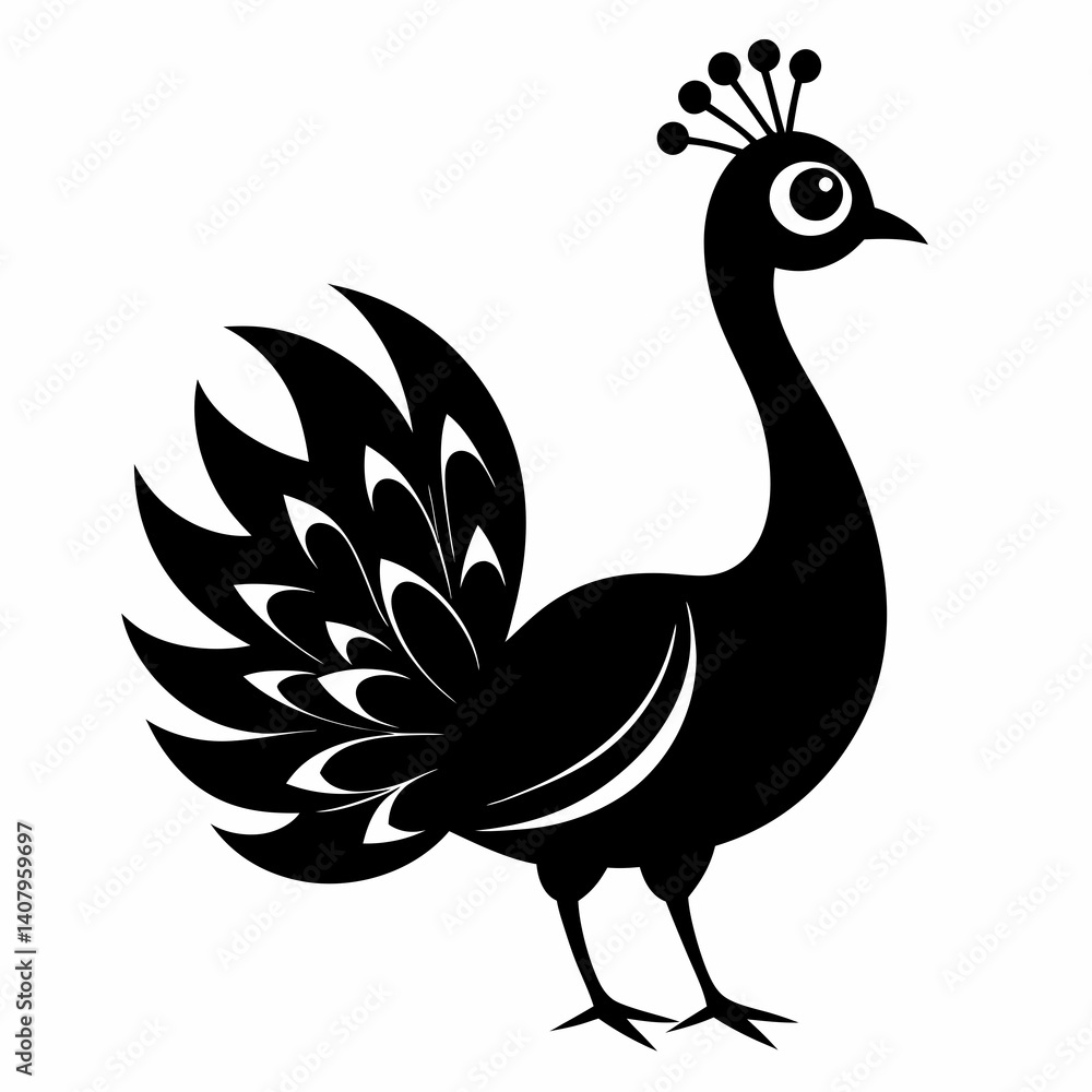 Fototapeta premium Peacock Silhouette – Clean Vector Art