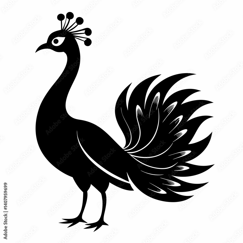 Fototapeta premium Peacock Silhouette – Clean Vector Art