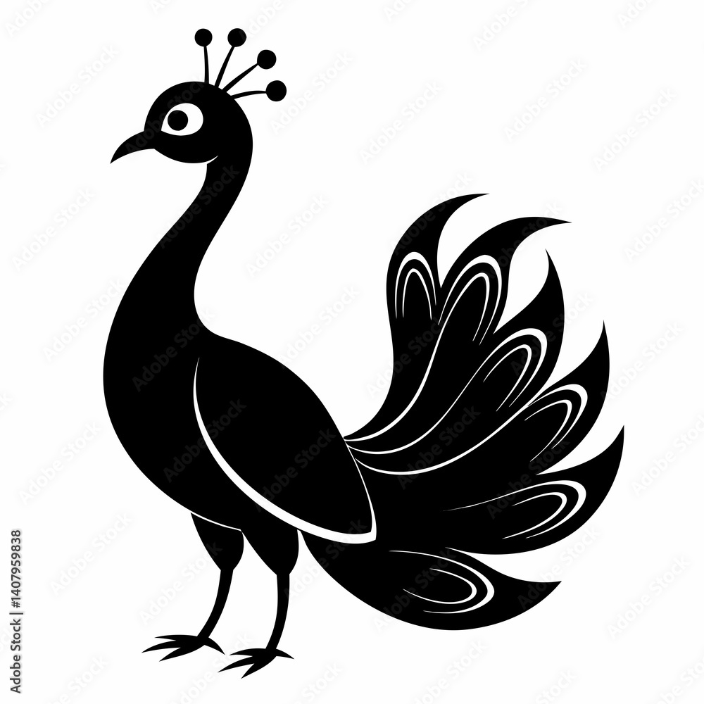 Fototapeta premium Peacock Silhouette – Clean Vector Art