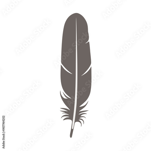 Minimalist feather icon, flat vector illustration