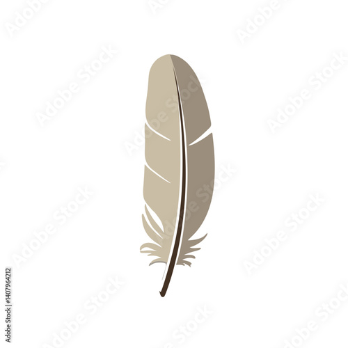 Minimalist feather icon, flat vector illustration
