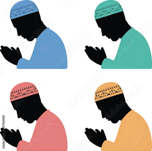 prayer a Muslim man by hands up illustration design