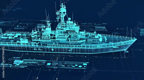Exploring advanced naval technology through digital modeling of a futuristic ship design Generative AI