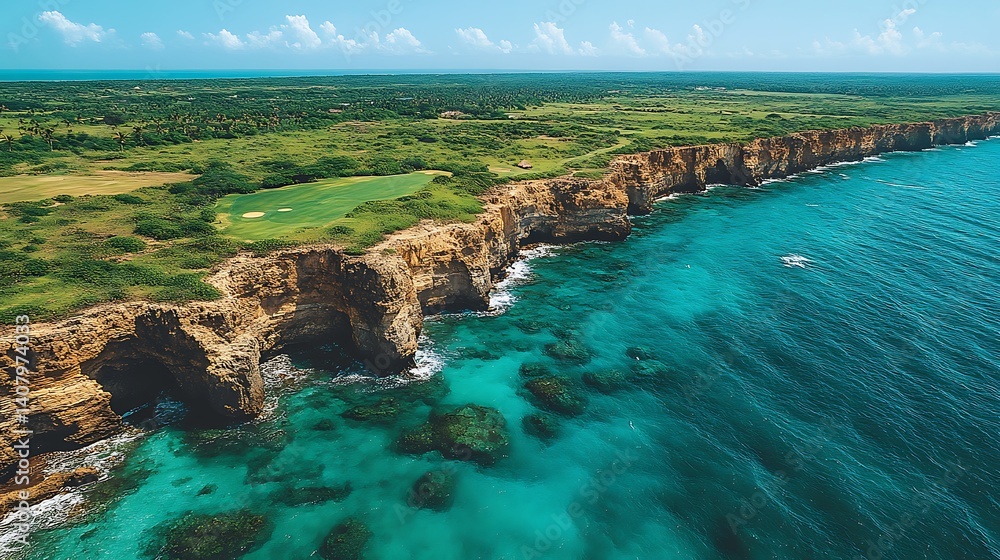 Obraz premium Coastal Golf Course Aerial View