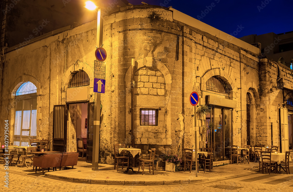 The cafe at the corner, Ha-Gimnasya ha-Ivrit Street, Jaffa, Tel Aviv, Israel