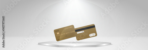 Set of mockups of credit and gift bank cards. Vector template of plastic bank cards png on transparent background.	
