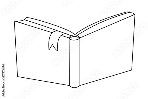 vector open book. Cartoon black and white clip art isolated on transparent background. Hand drown design element. Coloring book page