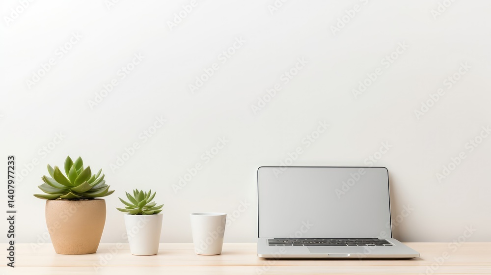 Fototapeta premium minimalist plants on desk