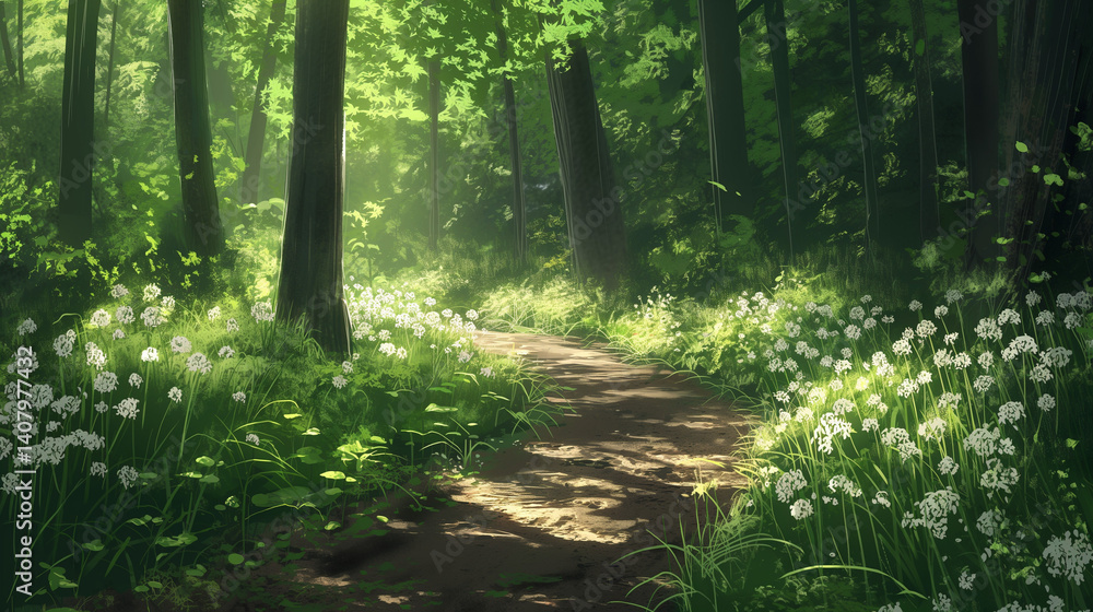 Obraz premium path, forest, nature, flower