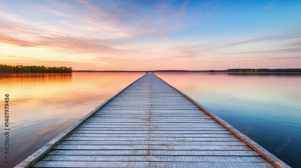 Naklejka premium sunrise white wood perspective