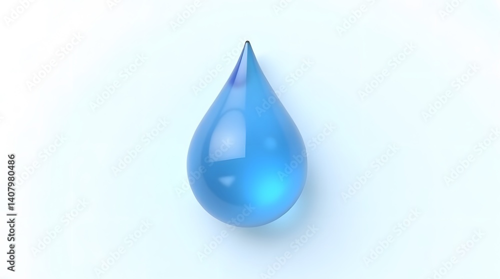 Isolated blue water drop on light background. Minimalist design, clear and clean. Ideal for freshness, purity, or liquid concepts. Isolated blue water drop on light background. Minimalist design, clear and clean. Ideal for freshness, purity, or liquid concepts.