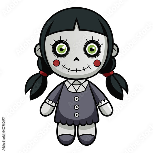 Halloween creepy dolls isolated clipart on white background