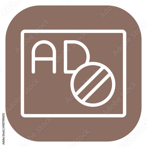 Minimalist Line Art Ad Blocker Rounded Square Icon