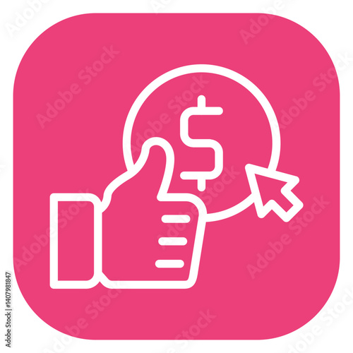 Minimalist Line Art Cost Per Click Rounded Square Icon