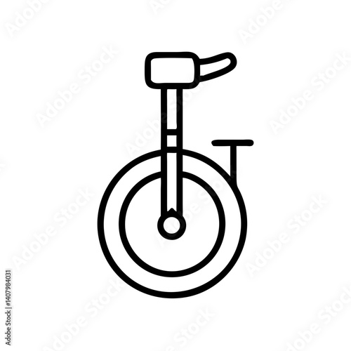 electric unicycle icon in minimalistic black outline style, transparent background