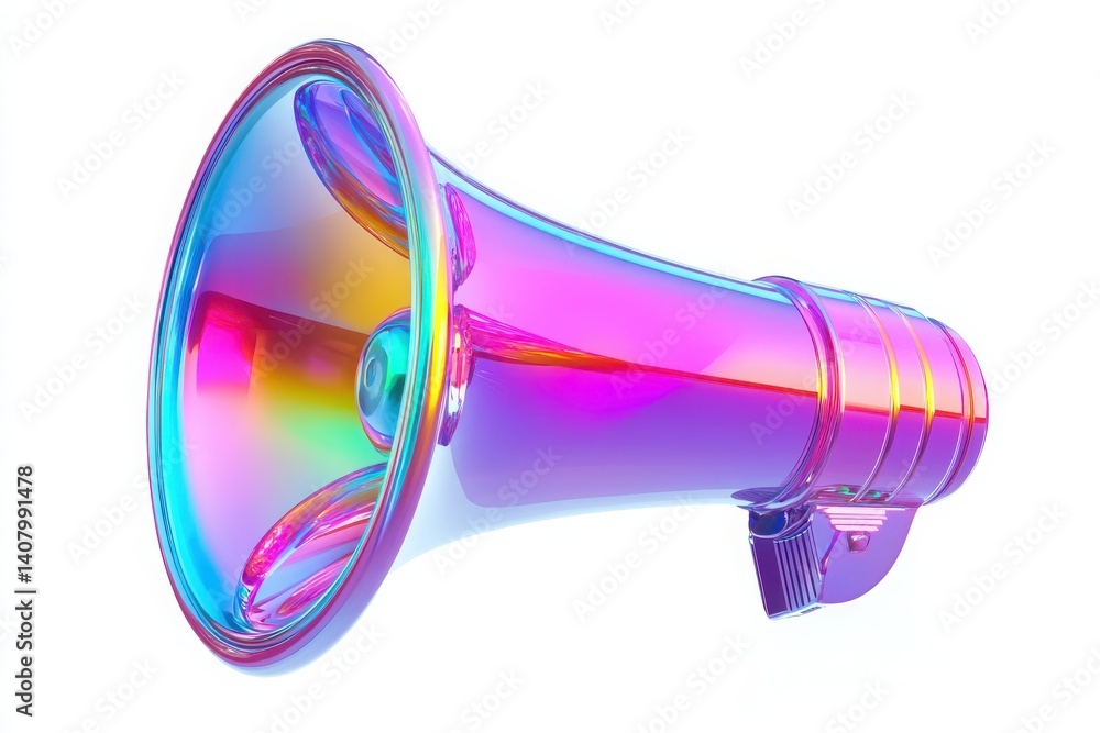 Iridescent 3D Megaphone Icon in Gradient Color Iridescent 3D Megaphone Icon in Gradient Color