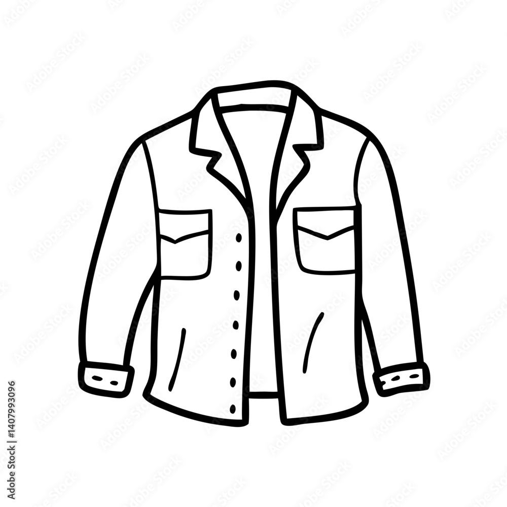 Simple Outline of a Shirt: A clean line drawing captures the essence of a classic shirt design, with its button-down front and structured collar and pocket detailing. Simple Outline of a Shirt: A clean line drawing captures the essence of a classic shirt design, with its button-down front and structured collar and pocket detailing.