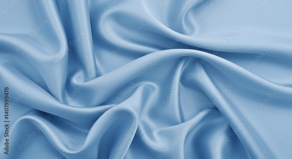 Fototapeta premium Serene Sky Blue Silk Drape: Textured Elegance AI Generated