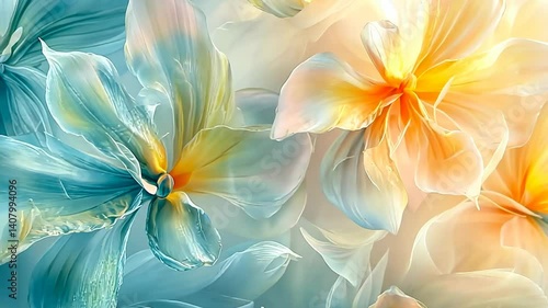 Explore the enchanting beauty of delicate blooms in pastel hues with soft sunlight filtering through petals Generative AI