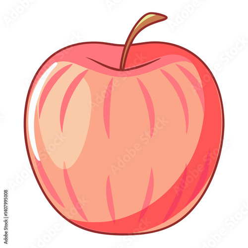 Red Apple Illustration: A vibrant, hand-drawn illustration of a plump red apple with glossy skin, ready to be savored. The delicate details of the stem and the subtle shading add a touch of realism.