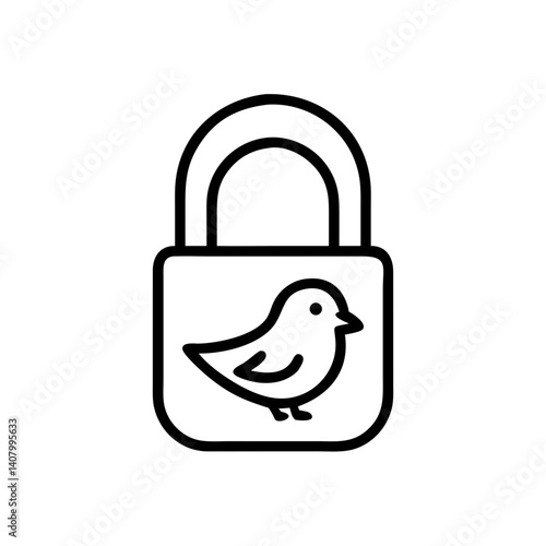 Icon of a padlock with a bird