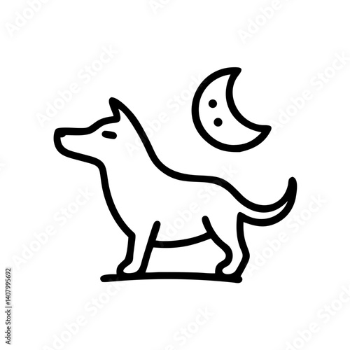 Dog icon with moon