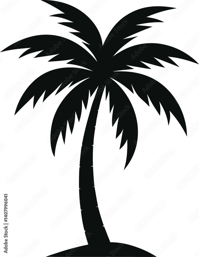 Obraz premium Palm Tree Black Silhouette Vector illustration