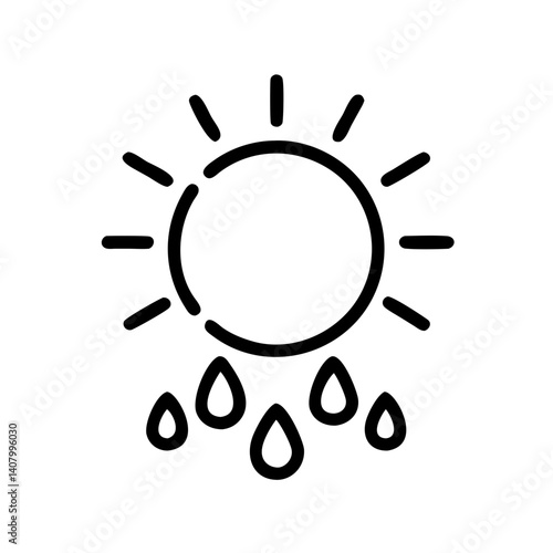 Sun icon with raindrops