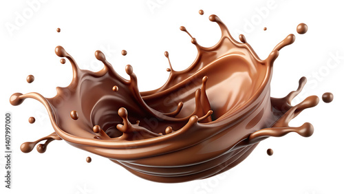 brown chocolate liquid paint milk splash isolated on white background PNG, GENERATIVE AI