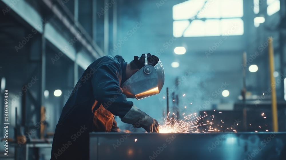 Welding technician inspecting welded joints on a steel structure. Featuring attention to detail and safety Welding technician inspecting welded joints on a steel structure. Featuring attention to detail and safety