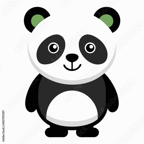 A cute cartoon panda baby, a vector illustration of a happy, funny animal