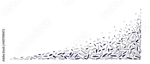 Rice seeds. Cereal border, vegan food milk. Vector