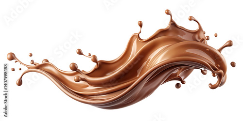 brown chocolate liquid paint milk splash isolated on white background PNG, GENERATIVE AI