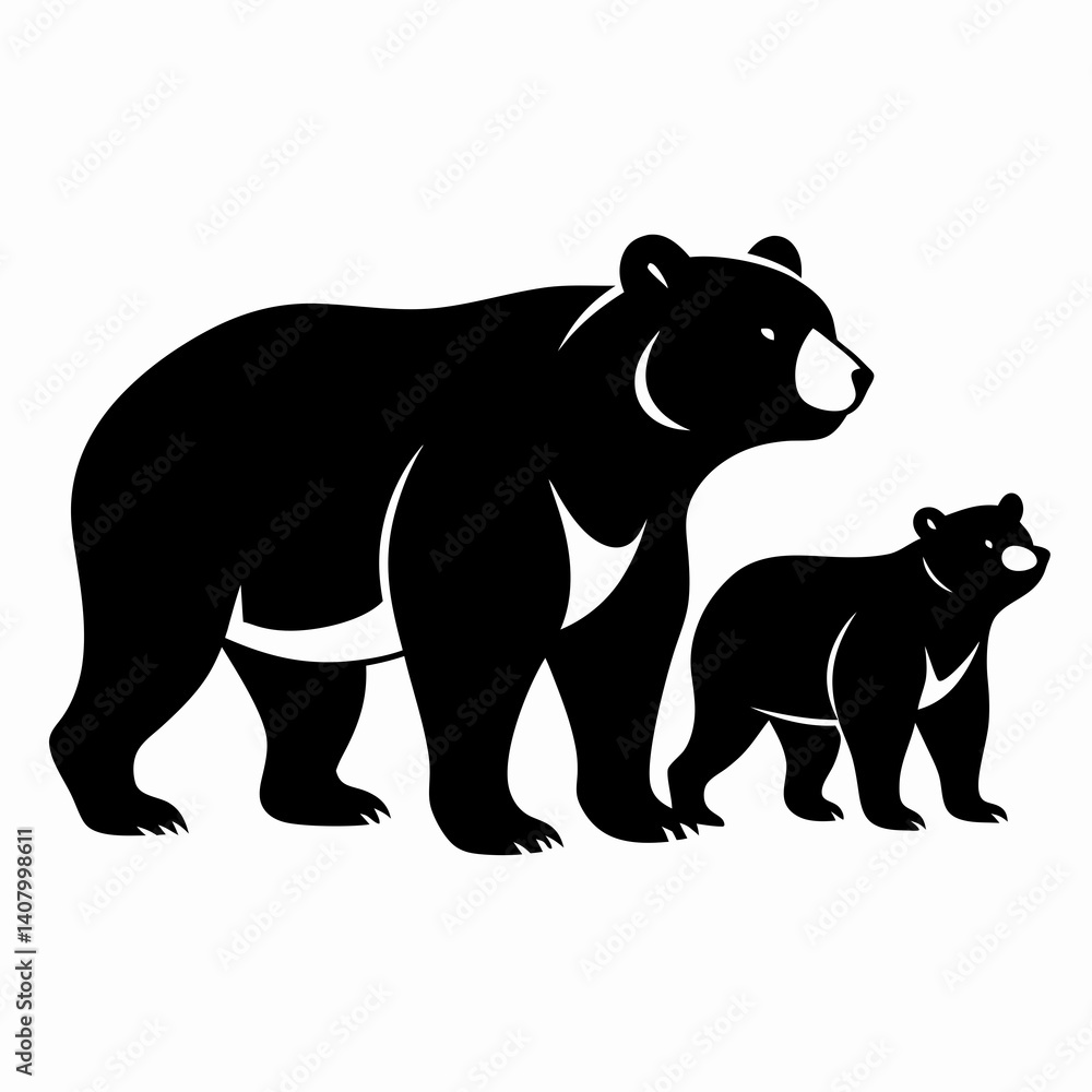 Black bear silhouette vector illustration of a wild mammal Black bear silhouette vector illustration of a wild mammal