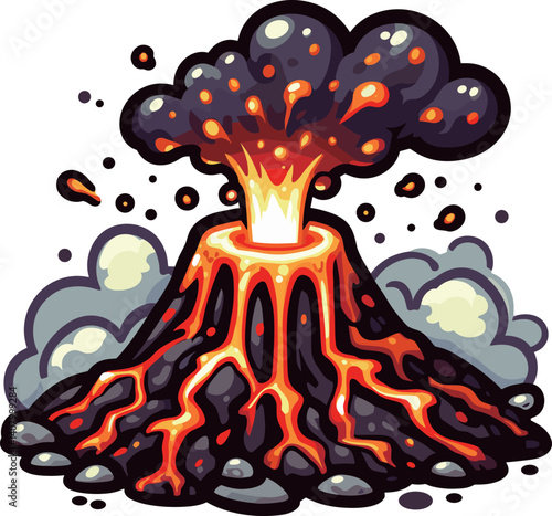 噴火している火山のイラスト