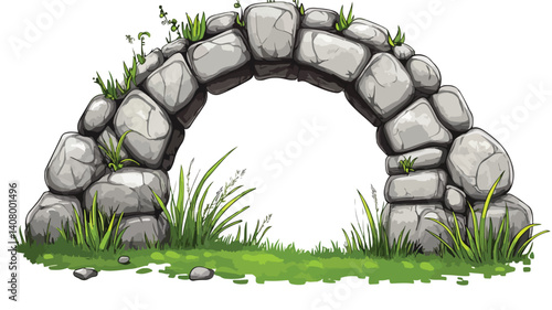 Majestic Stone Arch Drawing with Detailed Architecture