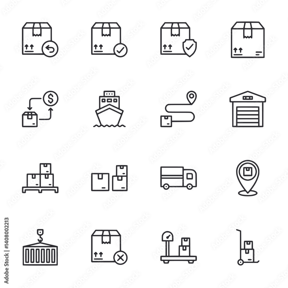 A set of shipping and delivery icons A set of shipping and delivery icons