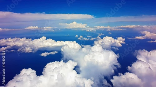Endless cotton candy clouds drifting over a deep blue ocean at midday Generative AI
