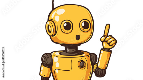 Yellow Robot with Hand Pointing - Technology Innovation Concept