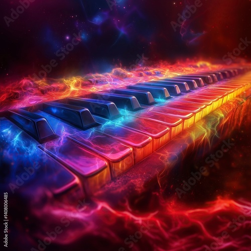 Piano as a musical background in vivid colors