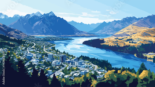 Breathtaking Aerial View of Queenstown New Zealand Landscape