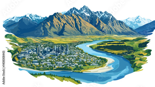Breathtaking Aerial View of Queenstown New Zealand Landscape