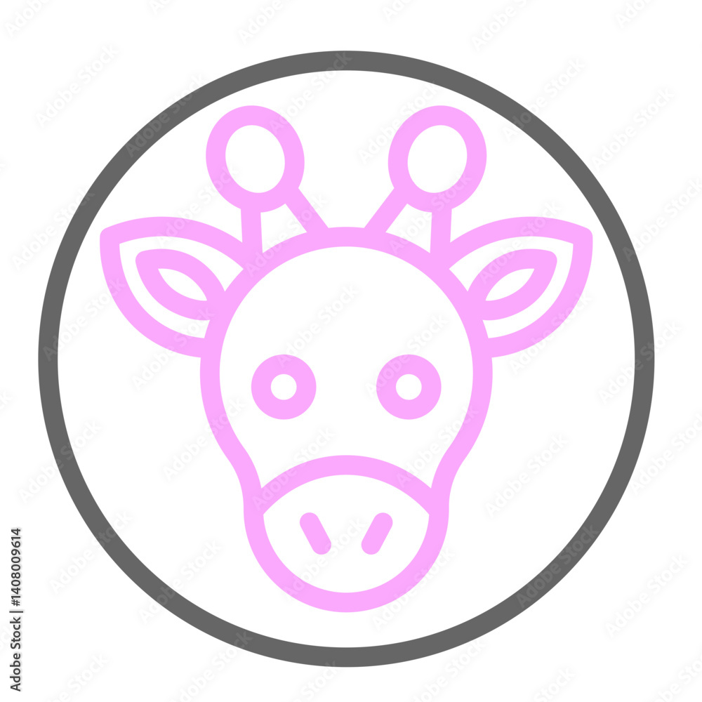 Giraffe Head Vector Line Lt Pink Grey Icon Design Giraffe Head Vector Line Lt Pink Grey Icon Design