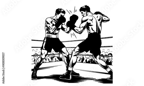 Multiple images of a boxer in action