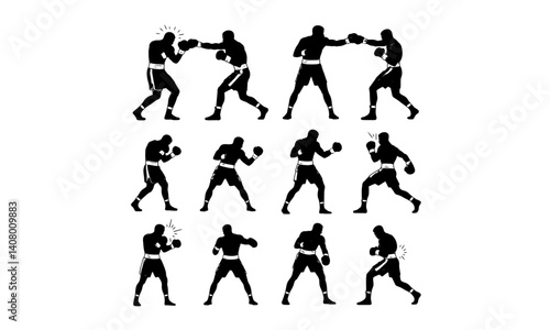 Multiple silhouettes of boxer