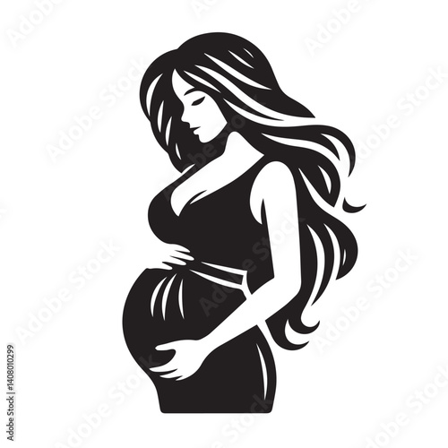Stylish pregnant female silhouette
