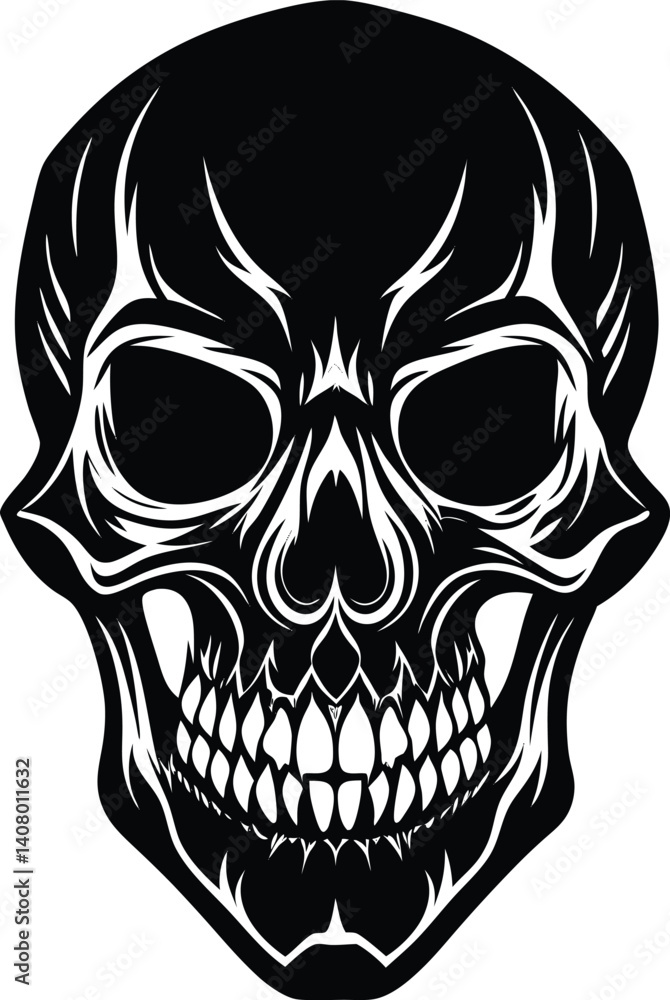 Fototapeta premium Skeleton Head Silhouette Vector | Skull Icon Design