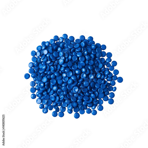 Pile of Blue Plastic Resin Pellets for Manufacturing