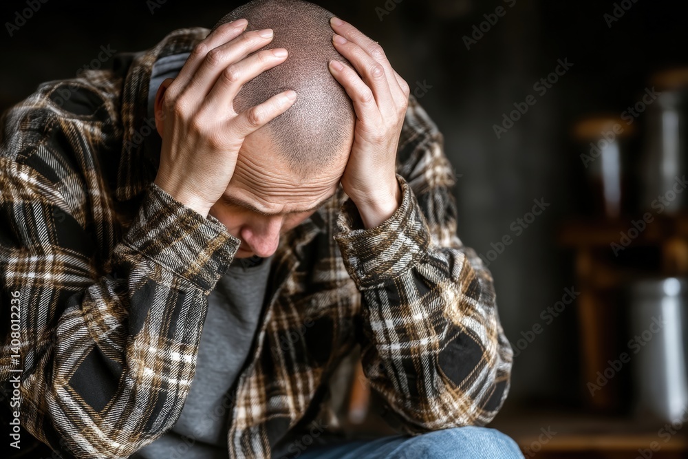 Struggling with inner turmoil a man's emotional battle in a dimly lit room portrait reflective environment close-up view Struggling with inner turmoil a man's emotional battle in a dimly lit room portrait reflective environment close-up view
