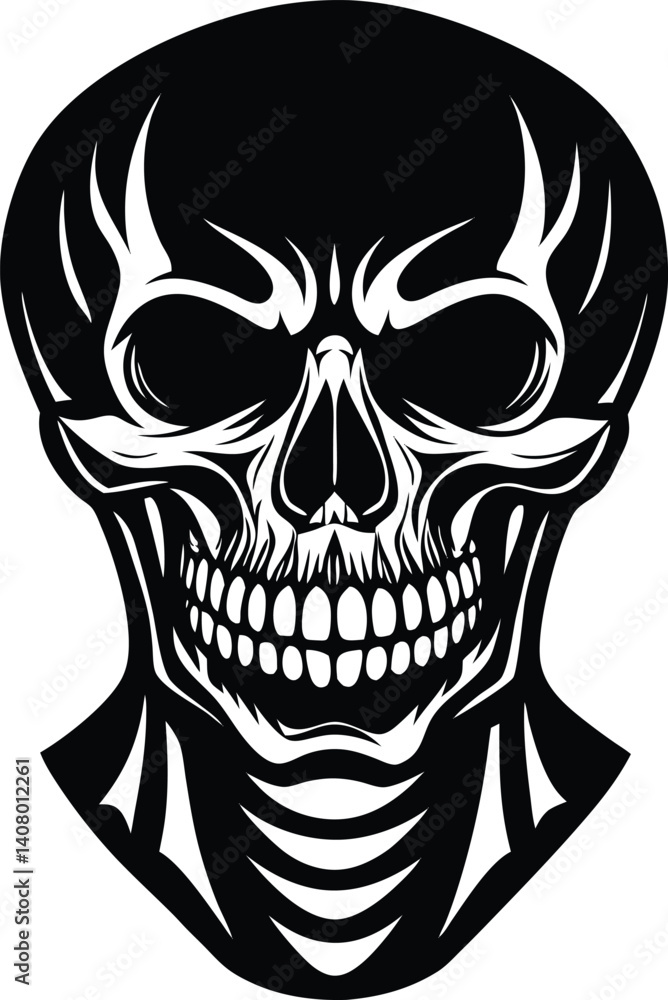 Obraz premium Skeleton Head Silhouette Vector | Skull Icon Design